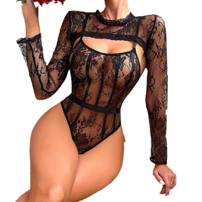 Notte Incantata - Verführerischer Spitzen-Bodysuit mit Cape