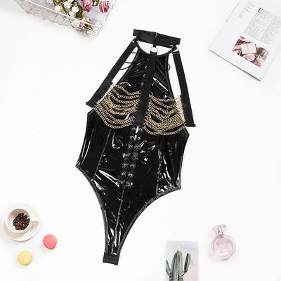 Catena Nera - vinylové body s řetízky a zlatými řetízky