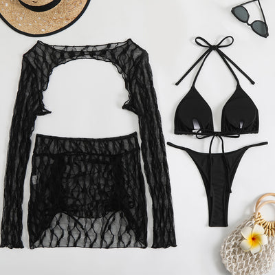 Nero Seducente – 4-piece mesh bikini set