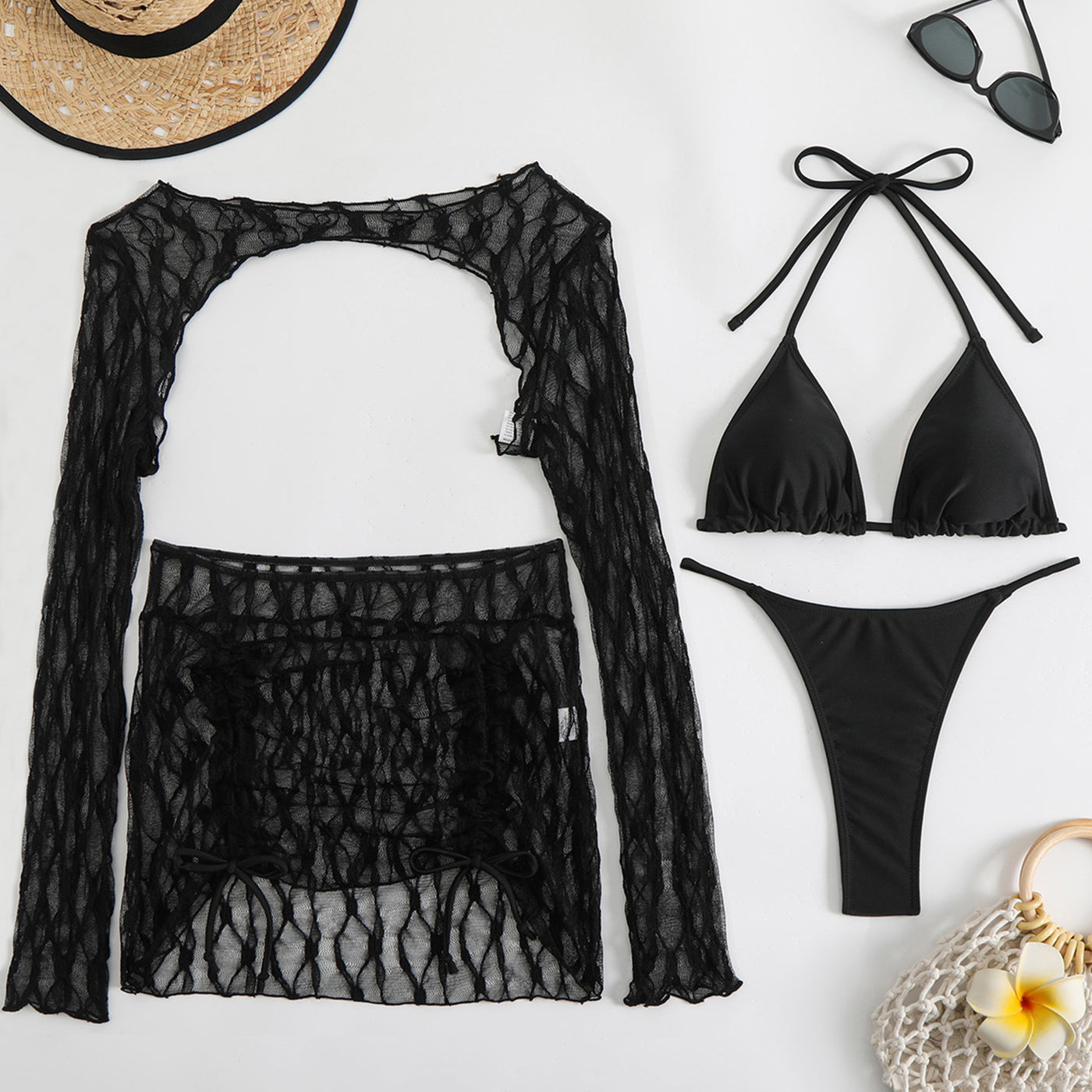 Nero Seducente – 4-piece mesh bikini set