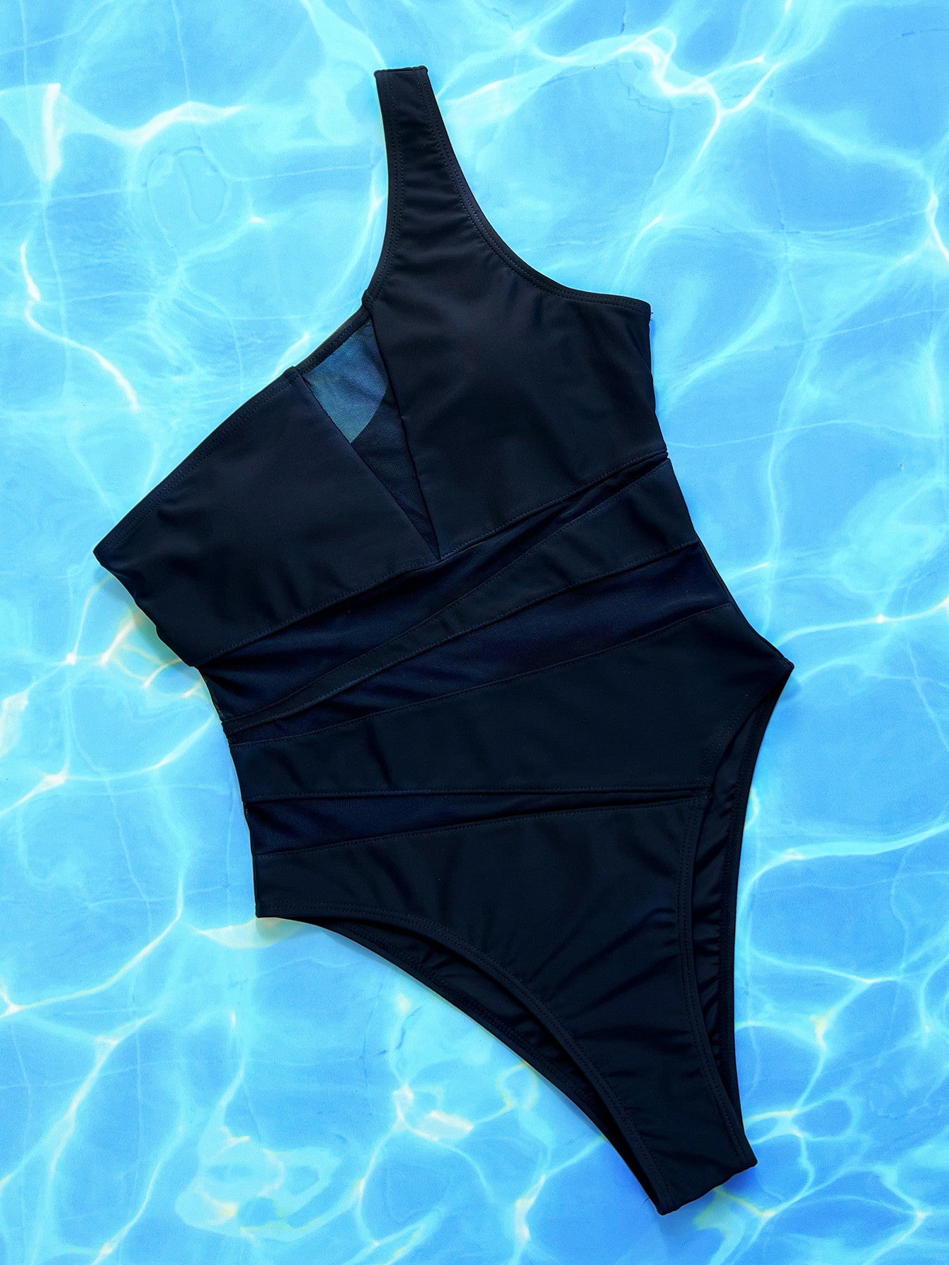 Corpo Luce - Black one-shoulder monokini with mesh